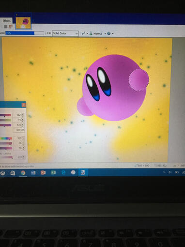 An unfinished digital mouse-made Kirby art, est. August 3, 2017. The original file was destroyed after my PC went to repair.